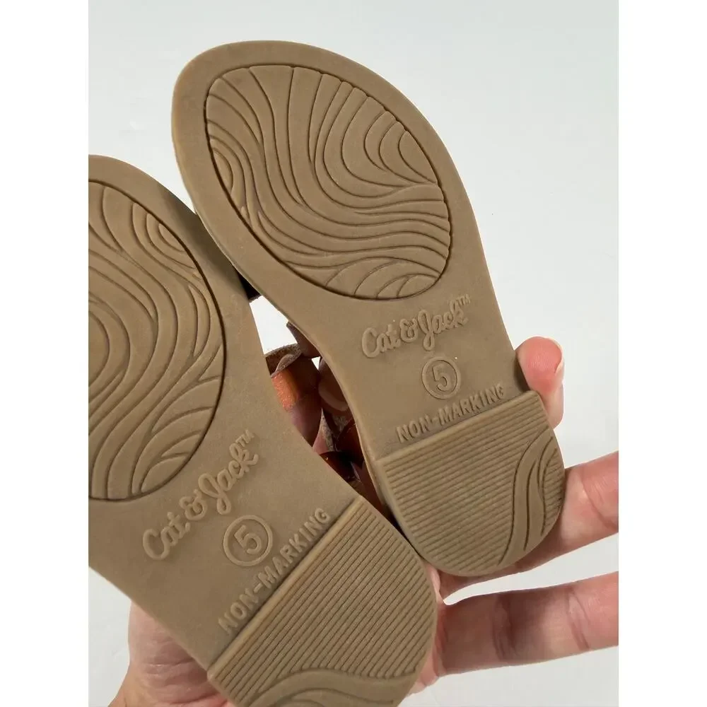 Cat & Jack Maybn Scrappy Cognac Sandals Girls Size 5